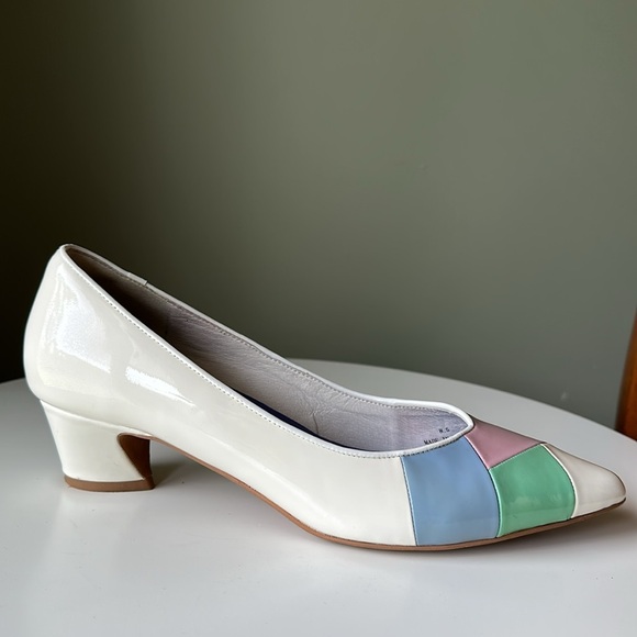 Jeffrey Campbell Patent Leather Pastel Color Block Low Heel Pumps See Flaw - Picture 1 of 14